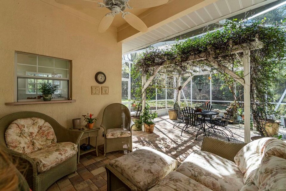 covered lanai with brick pavers