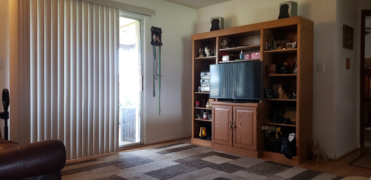 family room with sliders to the rear screened porch