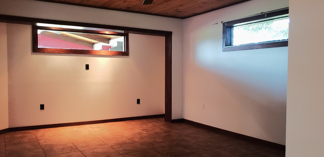 knotty pine ceilings in the main bedroom